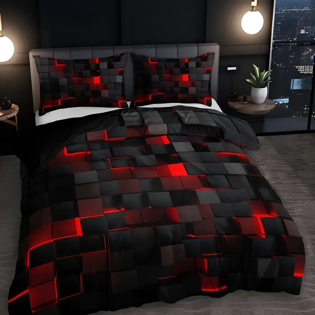 3D Bettwäsche mit Kissenbezug | Bettlaken für Gamer | Bettbezug | Neonara