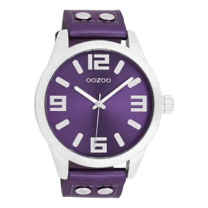 OOZOO Timepieces - C1080 - Damen - Leder-Armband - Lila/Metallic 46 mm XL