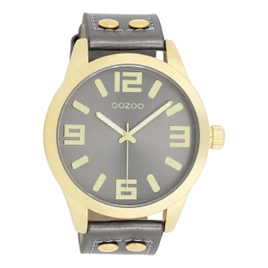 OOZOO Timepieces - C1084 - Damen - Leder-Armband - Grau/Metallic XL