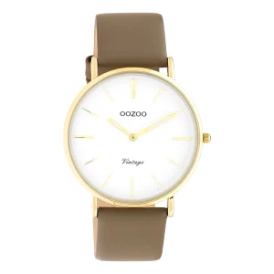 OOZOO Vintage - C20222 - Damen - Leder-Armband - Mokka/Gold 40 mm M