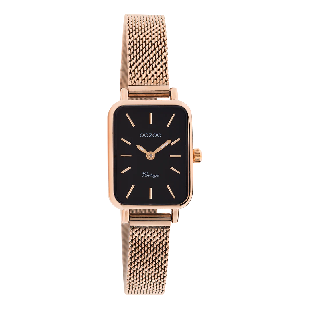 OOZOO Vintage – C20270 – Damen – Mesh-Armband – Roségold/Schwarz